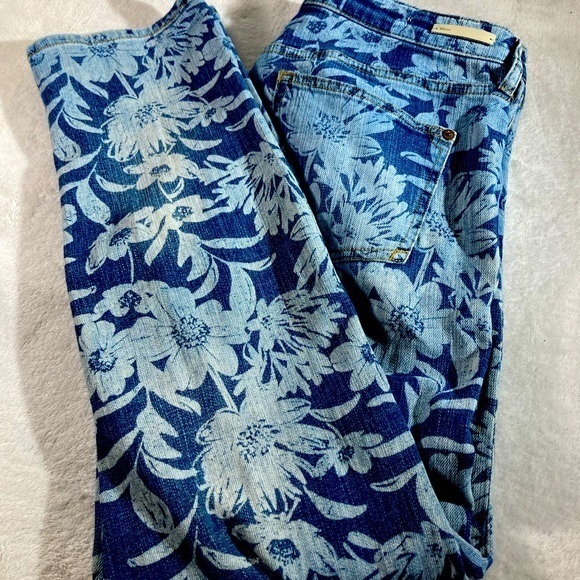 Pilcro Vintage Woman’s Slim Boyfriend Flower Print Jeans - Picture 1 of 8